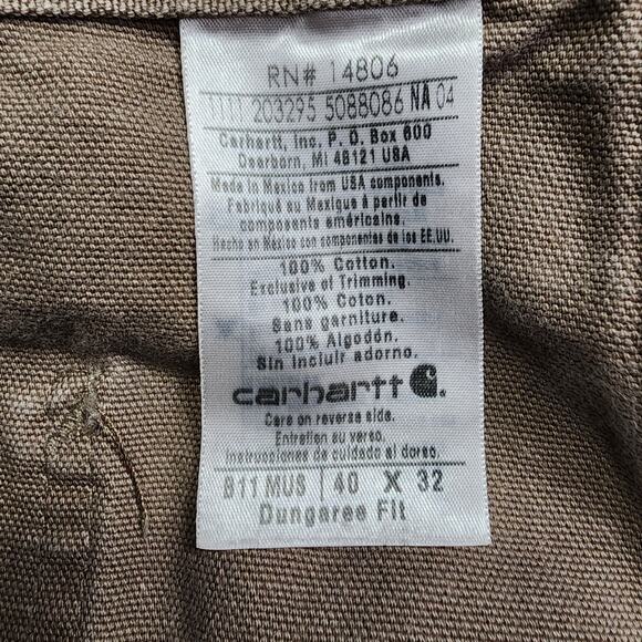 Carhartt Pants Mens 40x32 Brown Carpenter Dungaree Fit Canvas B11 MUS - Picture 3 of 7